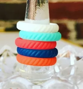 Silicone Wedding Ring Stackable Women Rubber Engagement Band Flexible Braided - Picture 1 of 6