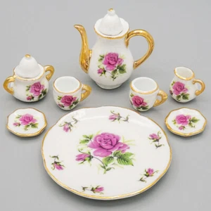 Juego de tazas de té de cerámica con flores para casa de muñecas a escala 1:6 decoración en miniatura de porcelana - Imagen 1 de 12
