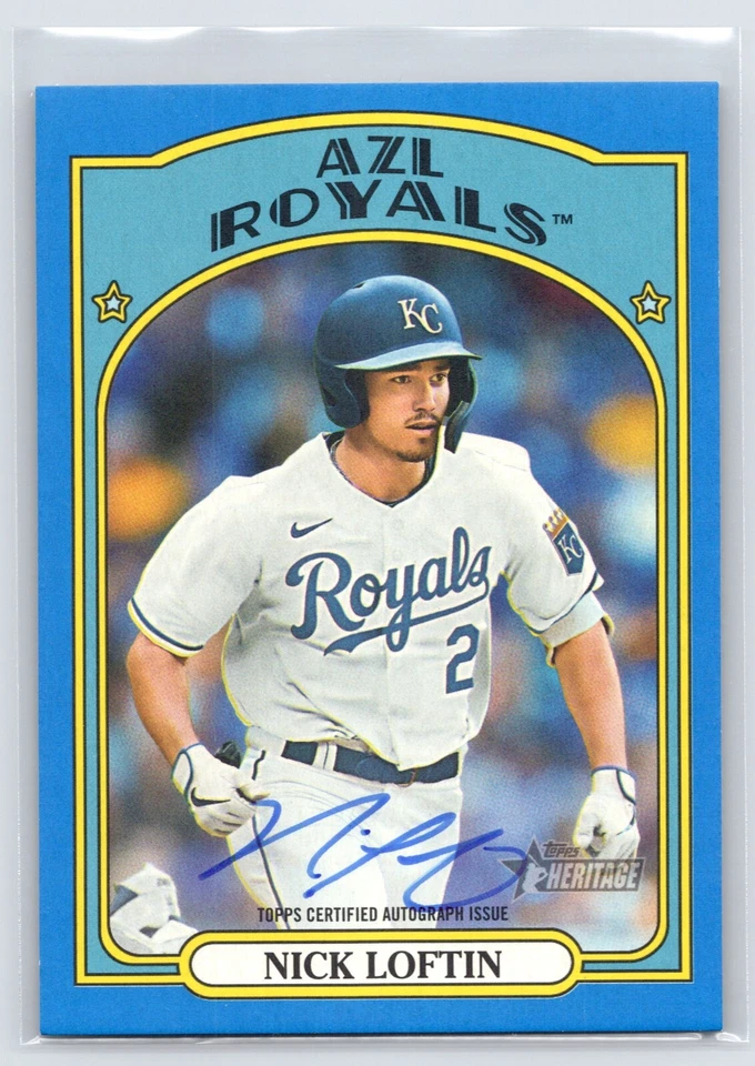NICK LOFTIN 2021 Topps Heritage Minors BLUE RC AUTOGRAPH #/99 REAL ONE AUTO - Image 1 of 2
