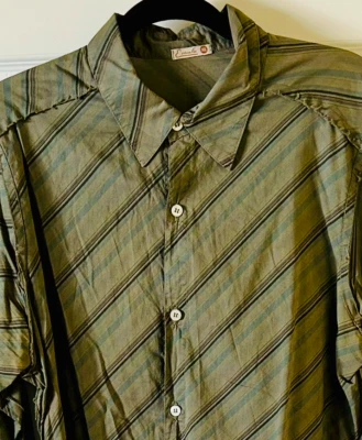 EMALE - винтажный 2003 пуговицах платье рубашка - хлопок/поли - армия зеленый - XL - Изображение 1 из 4