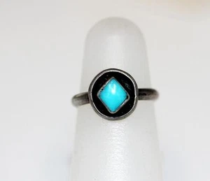 Anillo cabujón de plata esterlina turquesa vintage nativos americanos talla 4-10553 - Imagen 1 de 5