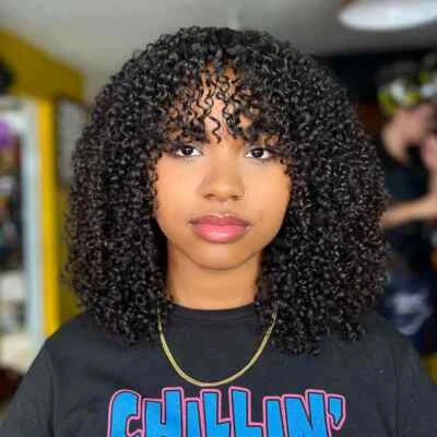  Perucas afro encaracoladas para mulheres negras comprimento curto peruca de cabelo encaracolado crespo - Imagem 1 de 4