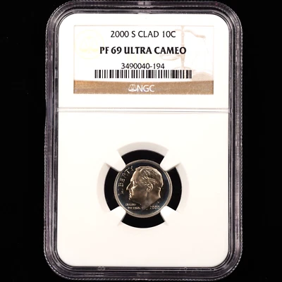 2000-S Proof Roosevelt Dime 10c Clad - NGC GRADED PF69 Ultra Cameo - Image 1 of 4