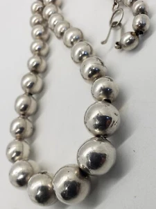 Vintage 925 Sterlingsilber Kugel Perlenkette - Bild 1 von 5