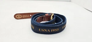 Ceinture vintage marine midshipmen cuir toile logo boucle laiton classe de 1953 USNA - Photo 1/5