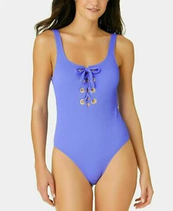 California Waves Juniors Blue Textured Grommet One Piece Swimsuit Pick Size - Picture 1 of 3