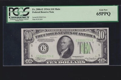 US 1934A $10 FRN Richmond Mule FR 2006-Em PCGS 65 PPQ Gem CU (724) - Image 1 of 2