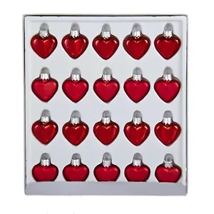 Juego de 20 adornos de vidrio corazón rojo Petite Treasures C1947 - Imagen 1 de 6