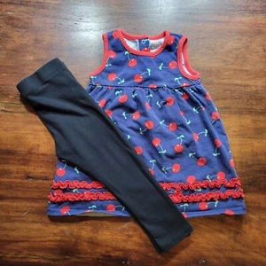 Koala Baby Girl's 18 Months Blue Cherry Dress & Black Legging Outfit Cotton - Picture 1 of 11