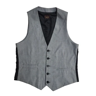 River Island Grey Button 2 Pocket Smart Formal Waistcoat UK Men's Size M 38" - Image 1 of 4