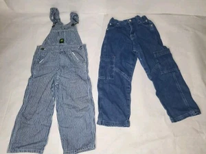 Youth John Deere Hickory Stripe Bib Overalls Size 5 Regular - Picture 1 of 5