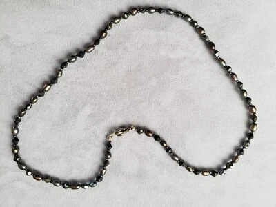 正品天然新鲜水珍珠项链,18 英寸长,手工制作 — 第 1/4 张图片