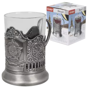 Teeglashalter mit Glas Tee Glashalter Geschenkidee Подстаканник 200 ml Russland - Bild 1 von 7