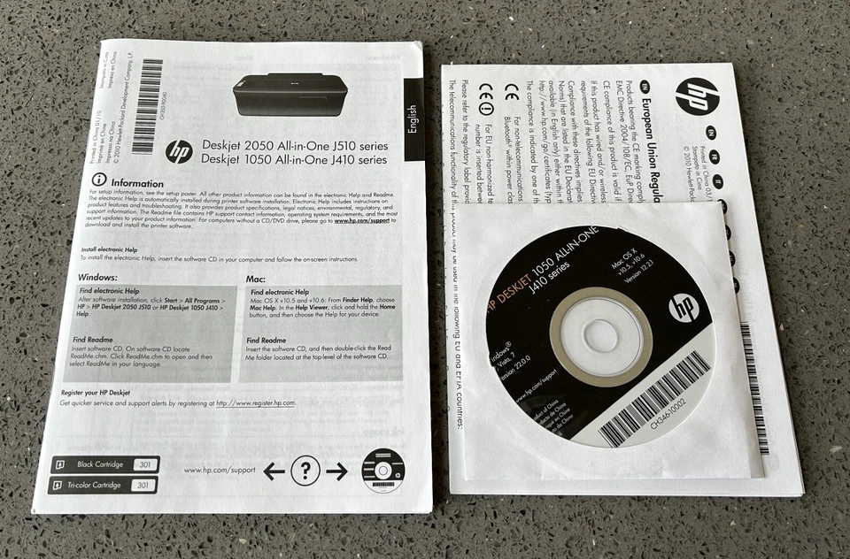 HP Deskjet 1050 All-in-One J410 Series Manual Instructions & Software CD - Image 1 of 1