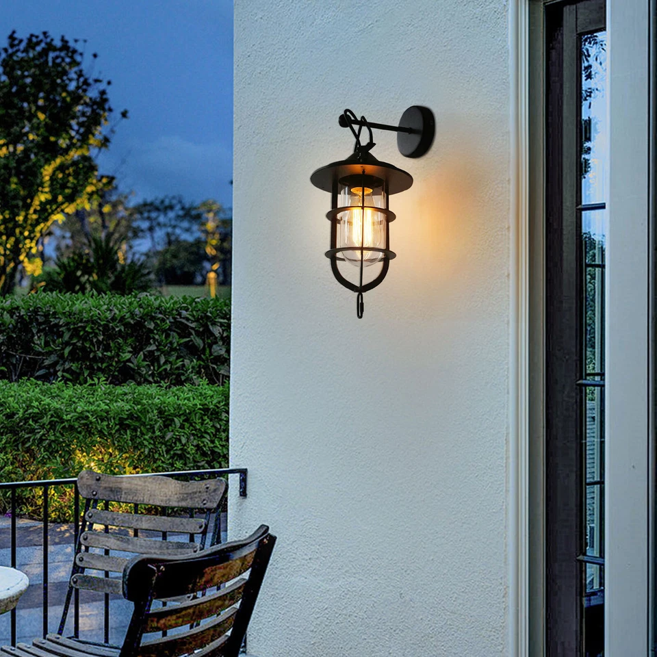 Exterior Wall Light Antique Indoor Lantern Fixture Porch Sconce Lamp w/o Bulb E2