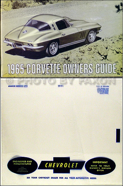 CHEVROLET 1965 Corvette Sting Ray Owners Manual with Envelope 65 Chevy Owner Guide Book