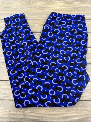 Lularoe TC Leggings Altos y Curvilíneos Estampado de Perro Scotty Azul Negro Elástico Suave Mujeres Foto 1 de 3