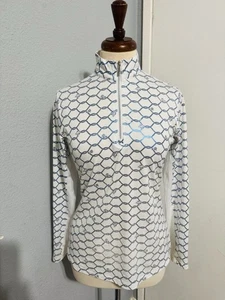 San Soleil Damen Solshine Foliendruck weiß türkis UPF 50 Golf Stretch Top XS - Bild 1 von 16