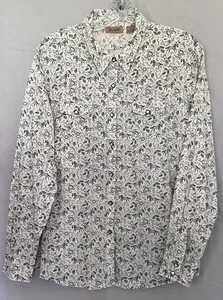 VTG Western Horse Print Wrangler Unisex Shirt 90s Diamond Pearl Snap XXL Rodeo - Picture 1 of 12