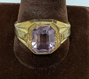 1/30 14K RGP LILA STEIN RING GRÖSSE 10 alt Vintage Herren C&C Art Deco Klassiker - Bild 1 von 11