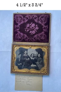 Antique ~ 4 1/2”x3 3/4” ~ Daguerreotype ~ Woman And 3 Children  ~ Half Case - Picture 1 of 11