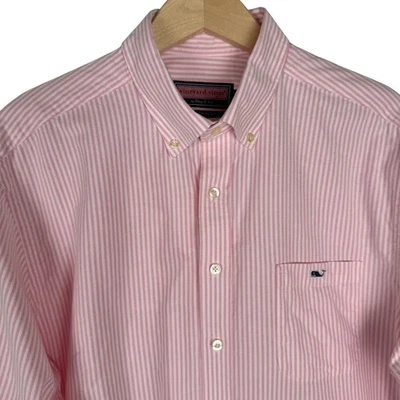 Vineyard Vines Slim Fit Tucker Shirt Mens XL  Pink Stripe Oxford Button Down - Image 1 of 4