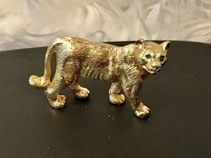 Vintage Napier seltene Feline goldfarbene Smaragd Augen Brosche - Bild 1 von 10