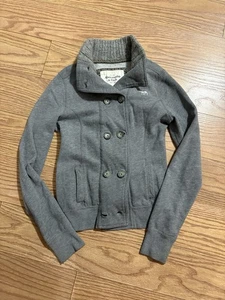 Maglione cardigan Y2K anni 2000 Abercrombie e Fitch grigio vintage piccolo - Foto 1 di 6