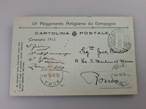 FRANCHIGIA MILITARE 13° REGG. ARTIGLIERIA DA CAMPAGNA  1915  WW1 - Picture 1 of 2