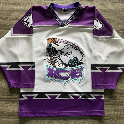 Винтажная молодежная хоккейная футболка Indianapolis OT Sports размер KL белая ПОЖАЛУЙСТА, ПРОЧТИТЕ - Изображение 1 из 4