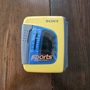 Sony Sports Walkman AM/FM Radio Cassette Player WM-FS191 Yellow WORKING - Picture 1 of 17