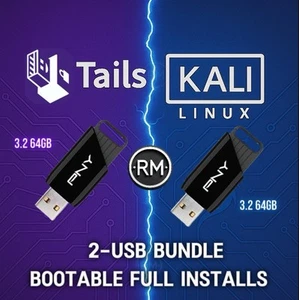 Tails Tor OS & Kali Linux Bootable USB Bundle – 2x 64GB USB 3.2 - FULL INSTALLS - Picture 1 of 13