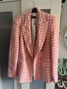 Zara Women's Pink Tweed Blazer - Picture 1 of 4