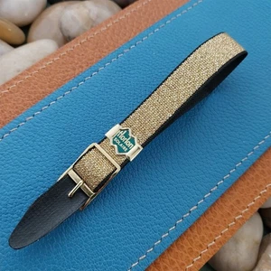 Vintage 13mm Horlon Gold Metallic Perlon Damen Single Pass unbenutzt Uhrenarmband - Bild 1 von 6