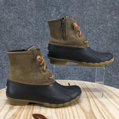 Botas Sperry Pato de Agua Salada para Mujer 6 Top Sider Oliva Cremallera Lateral Con Cordones STS99729 Foto 1 de 4