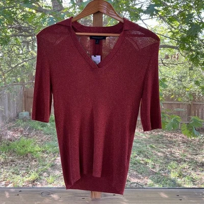 Banana Republic Women's Copper Shine V- Neck Knit Top Size M. NEW - Image 1 of 4