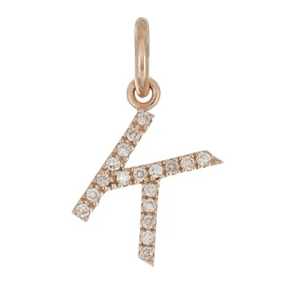 14k Yellow White or Rose Gold Diamond Initial Letter K Charm Pendant - Image 1 of 4
