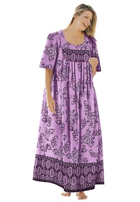 Only Necessities Women's Plus Size Petite Bib Front Lounger Dress Or Nightgown - Image 1 of 4