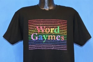 vintage 90s WORD GAYMES SAN FRANCISCO LGBTQ+ PRIDE RAINBOW t-shirt LARGE L - Picture 1 of 4