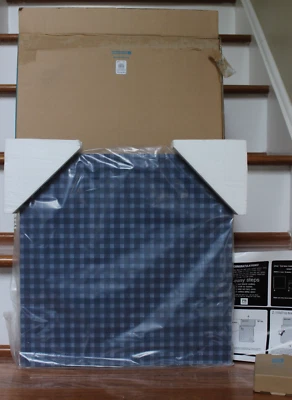 Pottery Barn Teen Style Tile Fabric Message Board 16" Dorm Navy Plaid Check NEW - Image 1 of 4