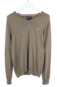 GANT Maglione In Cotone Uomo MEDIUM Pullover In Maglia Collo A V Melange Marrone - Imagen 1 de 10