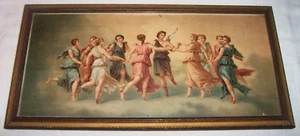 Danza de Apolo y Musas principios de 1900 litografía antigua enmarcada mitología griega - Imagen 1 de 17