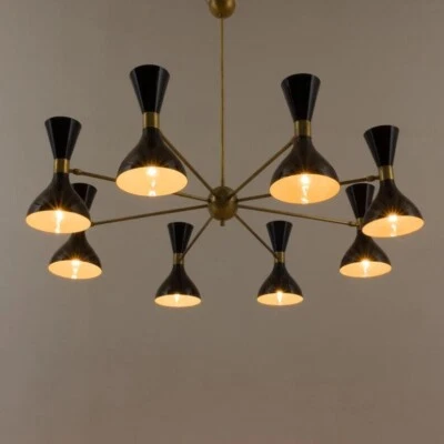 Diabolo Italian Chandelier Style Stilnovo Mid Century 8 Arms Sputnik Ceiling Lig