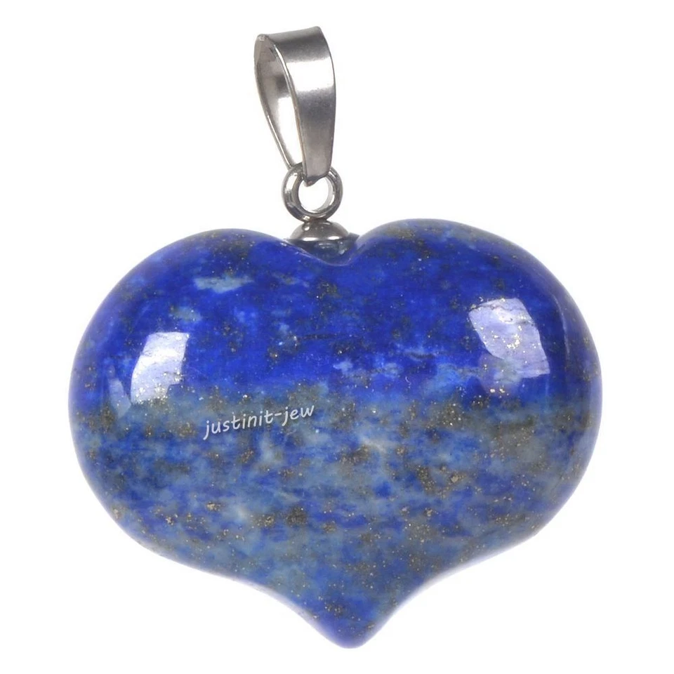 25mm hearts pendant gemstone healing puff LOVE heart pendant focal bead jewelry - Image 1 of 1