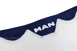 Truck Lorry Windscreen Window Shield Pelmet White Tassels Logo BLUE for MAN