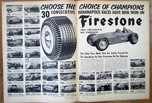 Neumático Firestone Indy 500 1953 ganador 1911-1953 Bill Vukovich anuncio original - Imagen 1 de 1