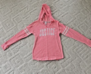 Girls Justice Long Sleeve Hoodie Top Size 10 Cotton/Polyester - Picture 1 of 8