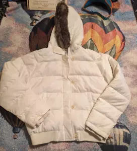 vtg Ralph Lauren Polo Jeans XL Womens Faux Fur Hood Puffer Down Jacket Coat Y2K - Picture 1 of 7