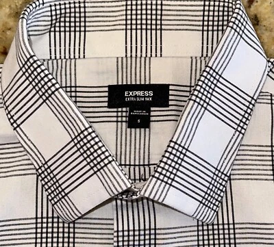 CAMISA HOMBRE EXPRESS 1MX MARFIL Y NEGRO CUADROS EXTRA SLIM FIT MANGA LARGA TALLA S Foto 1 de 3