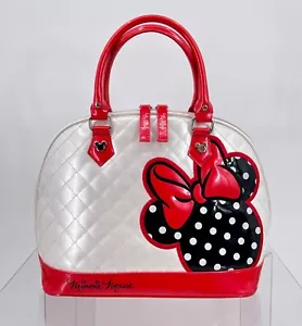 Loungefly Minnie Mouse Disney Handtasche Tragetasche gesteppte Kuppel GROSS rot & weiß Patent - Bild 1 von 12